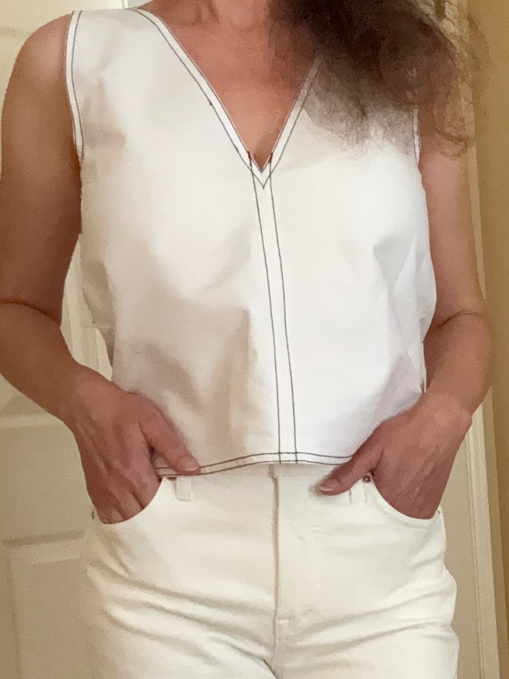 JCrew Women's White JeansTop V Back